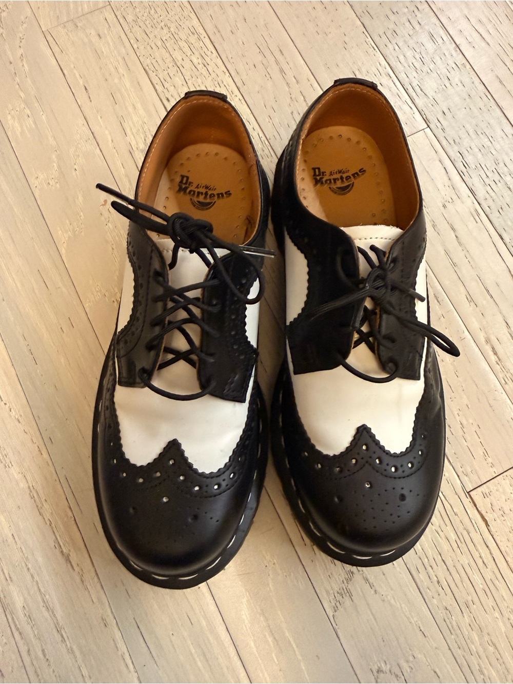 Dr. Martens Black and White Two-Tone Brogue Oxfords